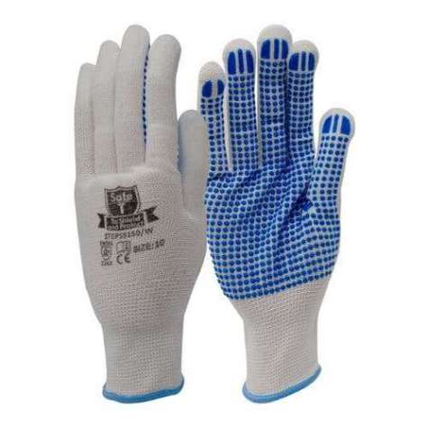 Polyester PVC Polka Dot Grip Work Gloves